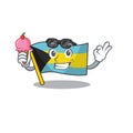 Cartoon flag bahamas isolated in happy with ice cream