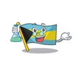 Cartoon flag bahamas isolated in happy professor