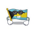 Cartoon flag bahamas isolated in happy super cool