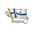 Cartoon of flag finland making Thumbs up gesture