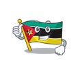 Cartoon of flag mozambique making Thumbs up gesture