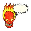 cartoon flaming skull with love heart eyes with speech bubble Royalty Free Stock Photo