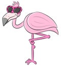 Cartoon flamingo with sunglasses Royalty Free Stock Photo