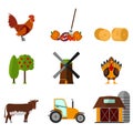 Cartoon flat agriculture icon and sign. Vector illustration.