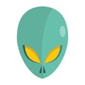 Cartoon flat alien head isolated on white background