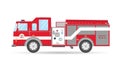 Cartoon flat American Firetruck car vector illustration emergency vehicle