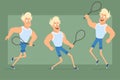 Cartoon flat blonde sportsman character vector set Royalty Free Stock Photo