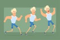 Cartoon flat blonde sportsman character vector set Royalty Free Stock Photo