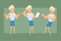 Cartoon flat blonde sportsman character vector set Royalty Free Stock Photo