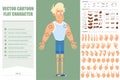 Cartoon flat blonde sportsman character vector set Royalty Free Stock Photo