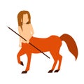 Cartoon flat brave centaur with a spear.