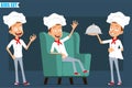 Cartoon flat chef cook boy character vector set Royalty Free Stock Photo