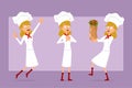 Cartoon flat chef cook girl character vector set