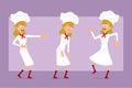 Cartoon flat chef cook girl character vector set