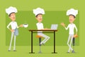 Cartoon flat chef cook man character vector set Royalty Free Stock Photo