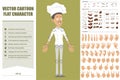 Cartoon flat chef cook man character vector set Royalty Free Stock Photo