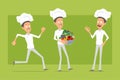 Cartoon flat chef cook man character vector set Royalty Free Stock Photo