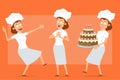 Cartoon flat chef cook woman character vector set Royalty Free Stock Photo