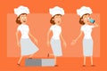 Cartoon flat chef cook woman character vector set Royalty Free Stock Photo