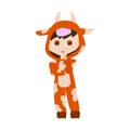 Cartoon flat child in a bull costume. ÃÂ¡ute little baby