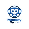 Flat clean Monkey head logo design