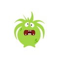Cartoon flat confused monsters green icon. Colorful kids toy cute monster. Vector illustration Royalty Free Stock Photo