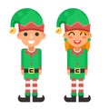 Cartoon Flat Design Elf Boy And Girl Characters Christmas Santa Teen Icons New Year Holiday Vector Illustration Royalty Free Stock Photo