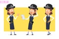 Cartoon funny british policeman girl character set