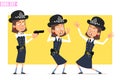 Cartoon funny british policeman girl character set