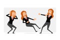 Cartoon flat funny business woman character set