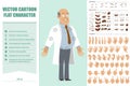 Cartoon flat funny fat doctor man character set Royalty Free Stock Photo