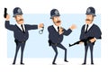 Cartoon flat funny fat british policeman character