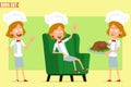 Cartoon flat chef cook girl character vector set Royalty Free Stock Photo