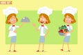 Cartoon flat chef cook girl character vector set Royalty Free Stock Photo