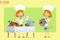 Cartoon flat chef cook girl character vector set Royalty Free Stock Photo
