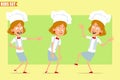 Cartoon flat chef cook girl character vector set Royalty Free Stock Photo