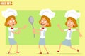 Cartoon flat chef cook girl character vector set Royalty Free Stock Photo