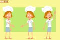 Cartoon flat chef cook girl character vector set Royalty Free Stock Photo