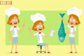 Cartoon flat chef cook girl character vector set Royalty Free Stock Photo