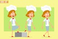 Cartoon flat chef cook girl character vector set