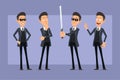 Cartoon flat funny mafia man character vector set