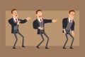 Cartoon flat business man character vector set