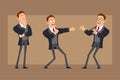 Cartoon flat business man character vector set