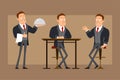 Cartoon flat business man character vector set