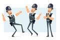 Cartoon flat funny strong policeman character set