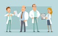 Cartoon flat hospital doctor characters vector set Royalty Free Stock Photo