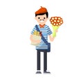 Cartoon flat illustration - young guy in striped clothes and beret