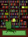 Cartoon Flat interior library room or office psychologist vector illustration