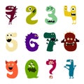 Cartoon flat monsters alphabet big set icons. Colorful monster kids toy cute monsters tongue. Vector Royalty Free Stock Photo