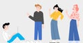 Cartoon flat peoples set on white background vector Royalty Free Stock Photo